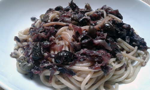 Spaghetti al radiccio trevigiano radicchio-trevigiano